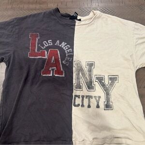 Forever 21 Black and Cream Short Sleeve Tees